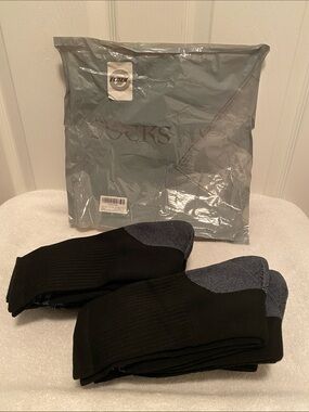 Ecoey 8 pack Black & Gray Men's Work Boot Crew Socks …size (10-13)